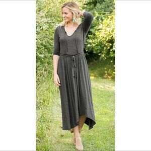 Matilda Jane Go West midi dress gray black space dye knit stretch shift new XXL